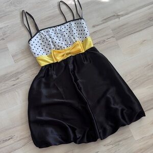 Jessica McClintock For Gunne Sax Size 3 Black Bubble Skirt Dress Polka Dots